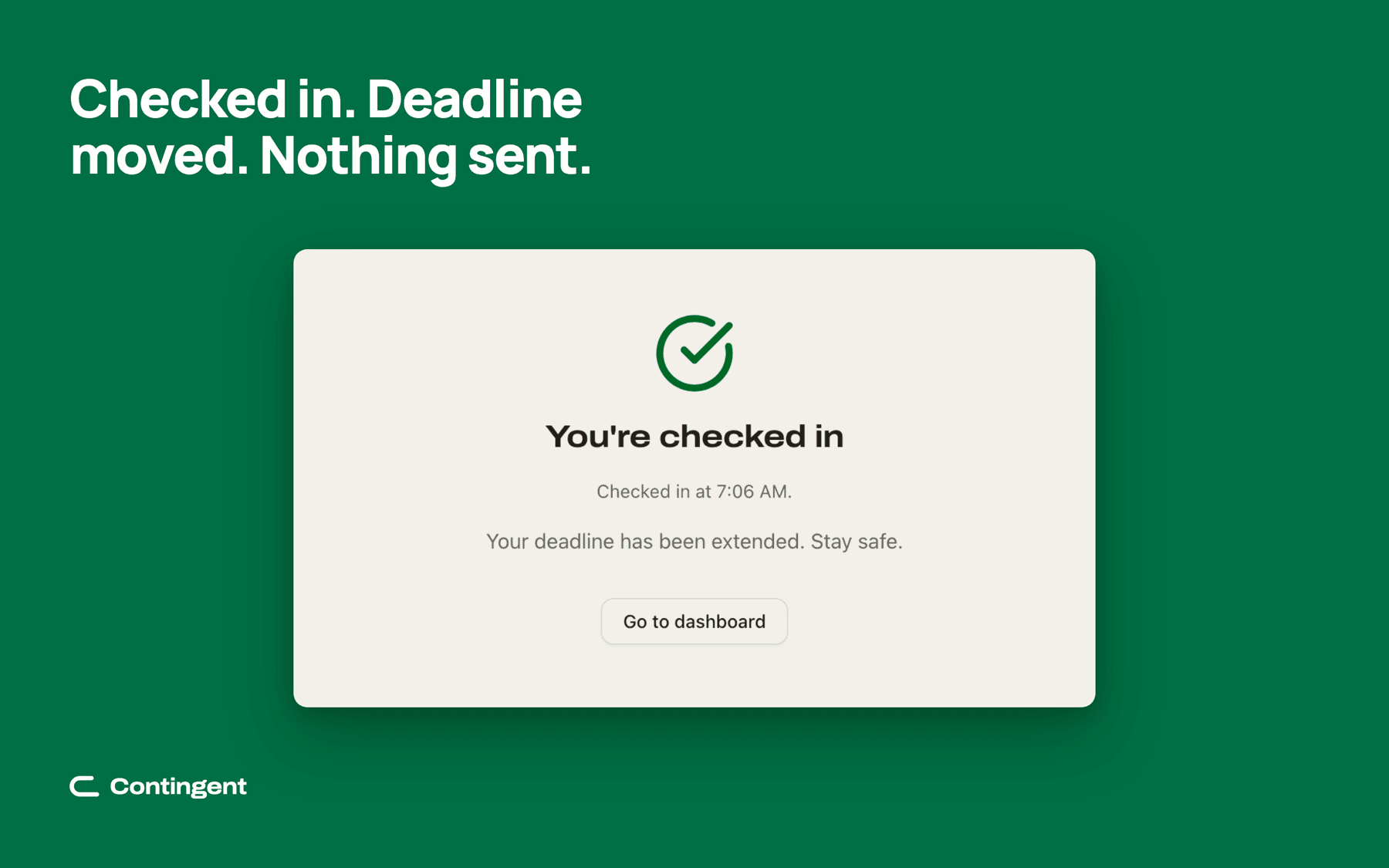 "You're checked in" confirmation